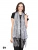 Sequined Flower Mesh Scarf W/ Fringe